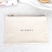 Vente en gros de cadeaux de demoiselle d'honneur vierges imprimés avec logo personnalisé pochettes à maquillage en toile de coton réutilisables vierges sac à cosmétiques avec fermeture éclair dorée