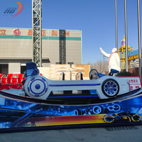 Peralatan Taman Hiburan Luna Park Wahana Keluarga Mobil Terbang Listrik Rel Tunggal Berputar Mobil Drift untuk Anak-Anak