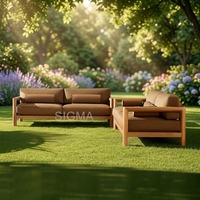 Ensemble de canapés de jardin en teck massif de luxe moderne, résistant à l'eau et aux UV, canapé modulaire pour terrasse, mobilier d'extérieur pour hôtel et restaurant