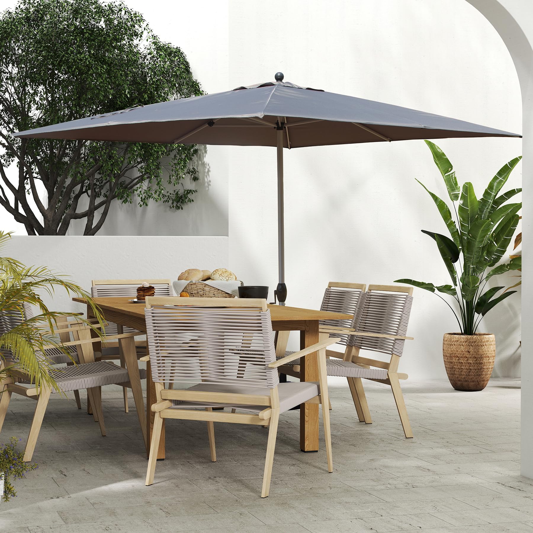 grey rectangular patio umbrella PURPLE LEAF 15x9ft Double-Sided Outdoor Market with Base, Light a removable cap for easy cleaning Grey Patio Umbrellas | At