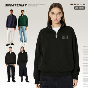 OEM Custom Embroidered Logo French Terry Boxy Fit 1/4 <strong>Zip</strong> Pullover <strong>Sweatshirt</strong> for <strong>Women</strong> Blank <strong>Quarter</strong> <strong>Zip</strong> <strong>Sweatshirt</strong> Unisex - Product Image 1