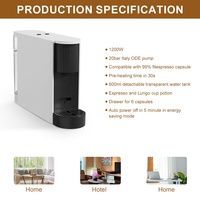 1200W 6 Capsules Espresso et Lungo Cup Option Cafetière intelligente Nespressoo Compatible Capsule Machine à café expresso
