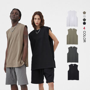 شعار مخصص قطن تنفس بلا أكمام أعلى خزان بالجملة ، سترة رجالية - Product Image 1