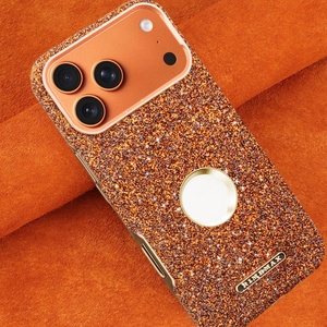 Funda Magnética para Teléfono con Diamantes Brillantes para iPhone 17 16 15 14 13 12 Pro Max 17 Air, Marco Plateado, Protectora - Product Image 1