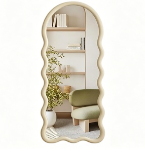 Espejo Decorativo de Tela Estilo Nórdico, Espejo de Pie de Cuerpo Entero con Marco de MDF y Material de Vidrio para Hogar y Cosmética - Product Image 1