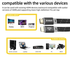 Phẳng <span class=keywords><strong>HDMI</strong></span> 2.0 cáp <span class=keywords><strong>CL3</strong></span> đánh giá âm thanh trở lại kênh 4K <span class=keywords><strong>HDMI</strong></span> tốc độ cao 18gbps cho màn hình HDTV - Product Image 5