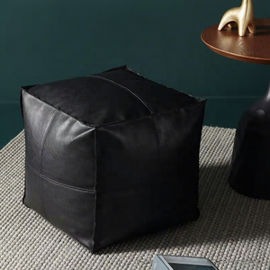 Customized Bar Clubs Genuine Leather Ottoman and Pouf Vintage Distressed Leather <strong>Foot</strong> <strong>Stool</strong> square Floor Ottoman <strong>Coffee</strong> <strong>Table</strong> - Product Image 3