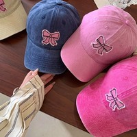 Gorra de béisbol vintage bordada con lazo, de algodón lavado, sin estructura, de 6 paneles, estilo streetwear con parche.