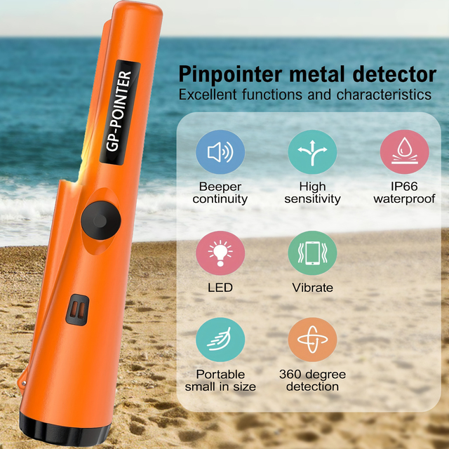 Plastic Metal Detector Pinpointer Waterproof Durable Handheld Wand Golden Treasure Hunting Unearthing Tool Accessories Buzzer V