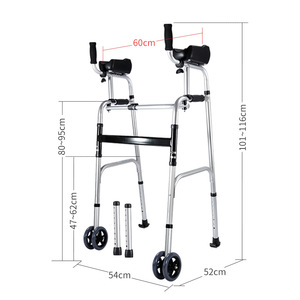 Aide à la marche pour personnes âgées et handicapées avec roues en alliage d'aluminium, largeur 54 cm, capacité 150 kg, équipement de sécurité pour salle de bain - Product Image 1