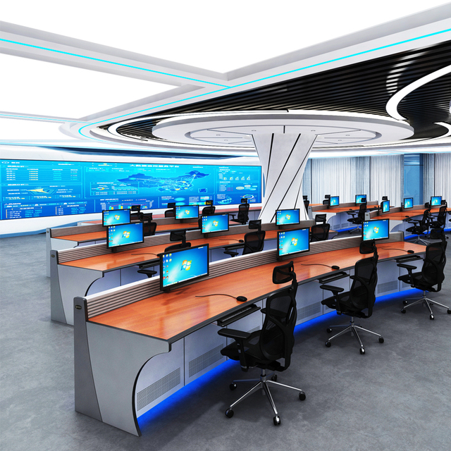 Modern Command Center Control Room Monitoring Console Steel-Wood Combination Durable Commercial Furniture