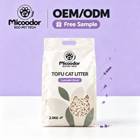 Litière pour chat en tofu au thé vert, vente en gros d'usine, 2,5 kg, emballée sous vide, agglomération rapide, faible poussière, jetable aux toilettes, personnalisable OEM