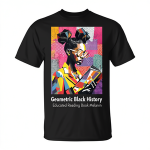 T-shirt géométrique Black History Educated Reading Book Melanin - Product Image 2