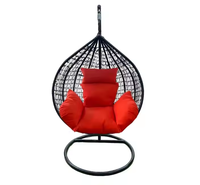 Chaise d'extérieur en rotin pour hamac avec cadre en métal, balançoire à oeufs pour adultes, noire