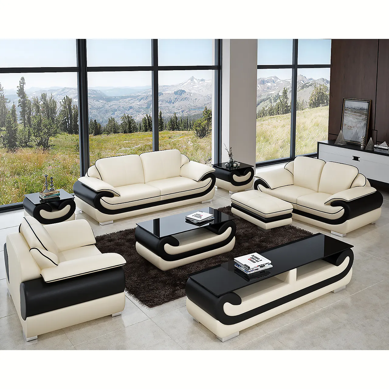 Set di divani in stile italiano soggiorno divano in tessuto in pelle set di mobili con mobili da soggiorno tavolo centrale mobili l design