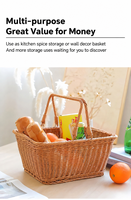 Panier de rangement rustique coloré en rotin PE écologique avec poignées pour la présentation de fruits en cuisine et les buffets de restaurant