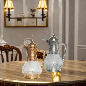QIAN HU gaya antik Arab, 1600ML gelas plastik kendi air Restoran kelas dengan dekorasi emas untuk acara pesta teh
