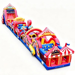 Castillo Inflable con Tobogán y Obstáculos con Temática Navideña Radical Run, Desafío de Carrera Inflable, Uso Comercial, PVC - Product Image 2
