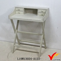 Table console antique de style français avec tiroir pliant gris peint à la main en bois MDF meubles de salon en bois massif pour usage domestique