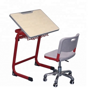 <span class=keywords><strong>Chaise</strong></span> de bureau moderne réglable pour étudiant <span class=keywords><strong>avec</strong></span> <span class=keywords><strong>table</strong></span> à <span class=keywords><strong>dessin</strong></span> à roulettes en métal, ensemble de mobilier scolaire - Product Image 1