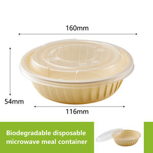 Bol jetable certifié à emporter avec couvercle, biodégradable, écologique, compatible micro-ondes, classique, pour fêtes, bento, restaurant, contenant alimentaire - Product Image 3