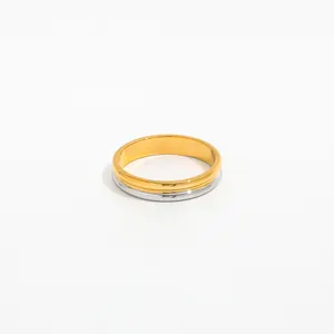 Joolim High End 18K Vergulde Tweekleurige Gouden En Zilveren Dubbele Cabochon Gelaagde Ring Voor Vrouwen Vinger Ring Groothandel