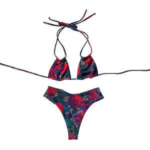 Ensemble de bikini deux pièces personnalisé OEM pour femme, haut halter avec bretelles triangulaires et nœuds latéraux - Product Image 2