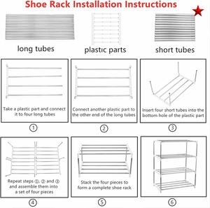 Armoire à chaussures moderne en plastique PP et tube de fer, porte-chaussures à 5 niveaux - Product Image 5