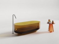Baignoire SPA autoportante en résine cristalline, transparente, ovale, à base plate, ensemble d'accessoires de salle de bain pour villas de luxe et hôtels
