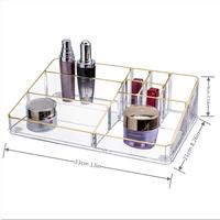Organisateur de maquillage en acrylique à usage multiple, nouveau boîtier, bord doré, grand PS, organisateur de cosmétiques, rangement de bijoux, boîte d'exposition, support Vantiy