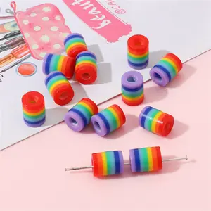 Cool summer resin stripes cylindrical large hole beads loose beads DIY handmade beaded bracelet head accessories