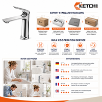 Robinet de lavabo en acier inoxydable chromé poli à levier unique, corps conique, bec plat, avec aérateur, pour salle de bain
