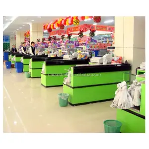 Modern yeni tasarım ticari perakende süpermarket kasası mağaza tezgahı kasiyer sayacı masa