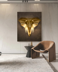 <span class=keywords><strong>Peinture</strong></span> sur toile abstraite moderne, tête <span class=keywords><strong>d</strong></span>'éléphant dorée, art mural, affiches et impressions sur toile, animaux, peintures sur toile sur le mur - Product Image 3