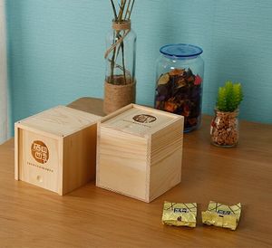 Boîte à sel et à thé en bois carré inachevé avec couvercle laissé <span class=keywords><strong>pour</strong></span> le stockage et l'organisation du thé au café - Product Image 6