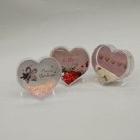 Cadre photo en plastique en forme de cœur personnalisé pour cadeau d'amour, avec insertion d'image, souvenir, cœur rouge, paillettes et flocons de neige