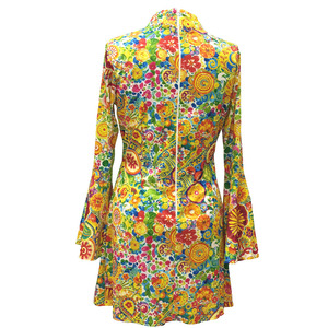 Robe Vintage Bohème <span class=keywords><strong>Hippie</strong></span> à Manches Évasées Imprimé Abstrait Coloré pour Festival Halloween Fête Femme Polyester Spandex Tailles Variées - Product Image 5