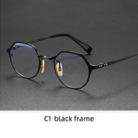 Montura de Gafas Redondas sin Aro de Titanio con Estuche, Ligeras, con Protección Anti-luz Azul, para Adultos Unisex