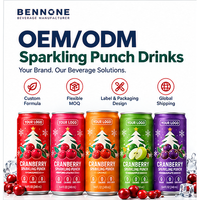 Boisson pétillante sans sucre et zéro calorie Canberry Punch de Noël OEM ODM, avec logo personnalisé, marque privée, boisson en conserve 248ml