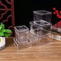 Boîte à gâteau carrée en plastique pour mousse, en matériaux recyclés de qualité alimentaire, pour l'emballage de gâteaux et desserts