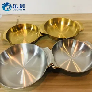 Korean style Gold barbecue plate Fresh fruit plate Family dinner Table setting set Luxury tableware Stainless steel plate