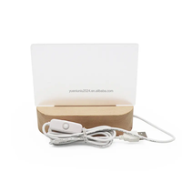 Bois de hêtre LED veilleuse Base en bois ovale rectangulaire 3D Illusion Noël Mini ABS pour la maison Table cadeau de noël veilleuse