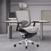 Chaise de bureau ergonomique moderne pour cadres, dossier en maille, hauteur réglable, base en alliage d'aluminium, accoudoirs en PU, repose-pieds, garantie de 3 ans