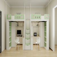 Lit mezzanine moderne multifonctionnel en métal, gain de place, avec bureau et armoire, pour chambre, école, appartement, hôtel et dortoir