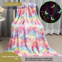 Couverture en flanelle lumineuse à double face Fluorescent Unicorn Solid Winter Children's Air Conditioning Cover Wholesale Spot Blankets