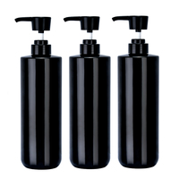 Flacon pompe de luxe noir brillant en plastique PET 750 ml pour gel douche, lotion corporelle, shampoing et après-shampoing