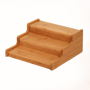 Bamboo <b>Kitchen</b> Storage <b>Rack</b> 3 Tier Staircase Shape Space Saving Multifunctional Organizing Table - Product Image 3