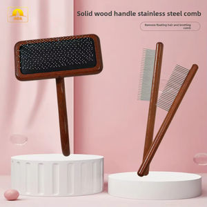 Cepillo de Aseo Personalizable para Mascotas Pequeñas, Peine de Madera Natural PD para Pelo, Cepillo Desenredante con Cuentas Adhesivas, Cojín de Aire y Cordón de Algodón de Púas Largas - Product Image 5