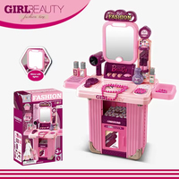 Table de maquillage pour filles 3 en 1 pour les tout-petits, jeu de simulation de beauté pour filles, valise de maquillage de voyage, ensemble d'accessoires de mode, jouets