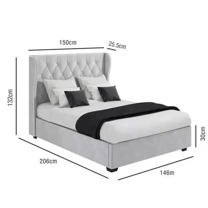 Modern Queen Lit Storage Hotel Bedroom Sets Single King Size Double Wood Beds Frame
